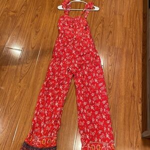 💟Beautiful red Jumpsuit  boho style size small  💟​​​​​​
